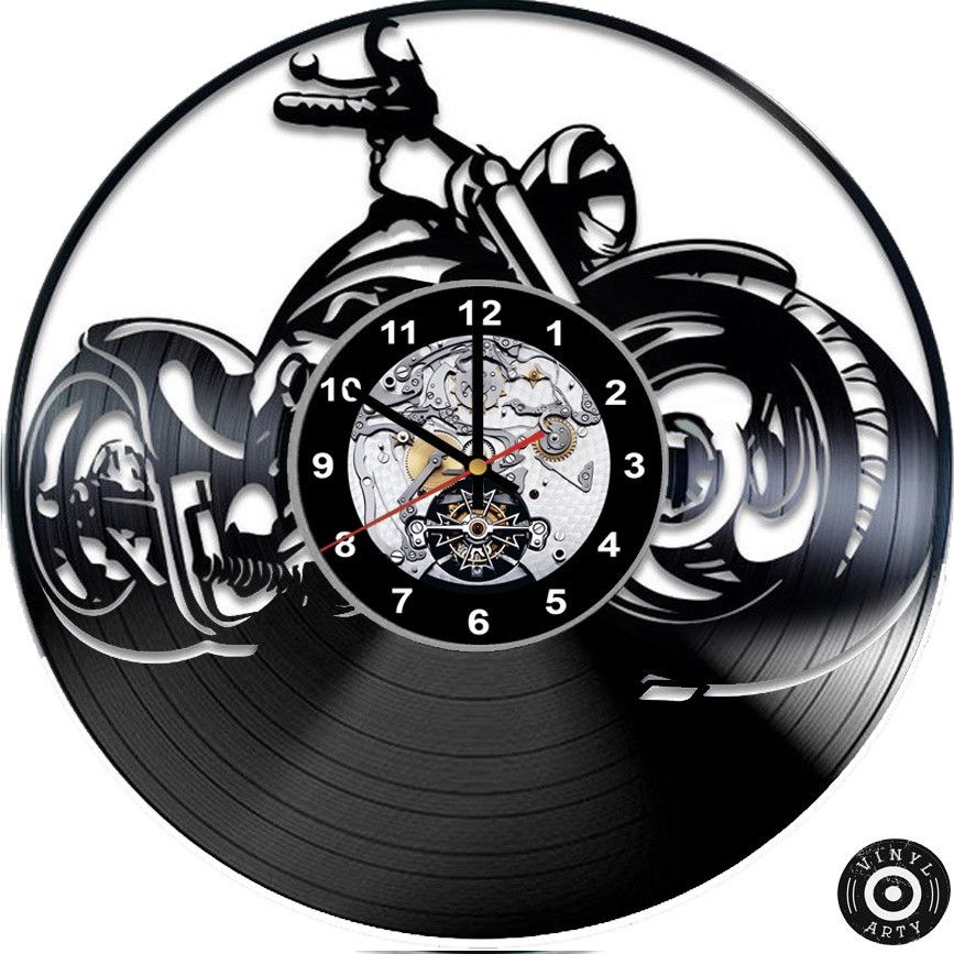 Relógio  de parede Harley-Davidson - Feito em disco De Vinil Real - Disco de vinil cortado