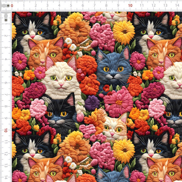 Tecido Sarja Impermeável Jardim Dos Gatunos 100% Algodão Cozinha Chic Confecção Fina Patchwork