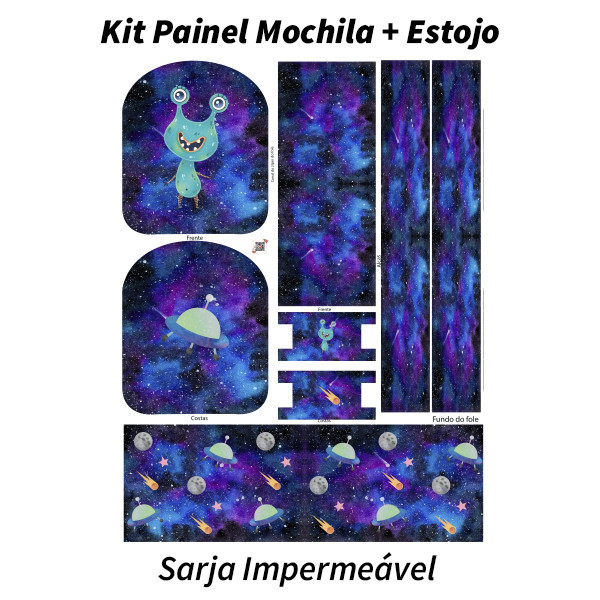 Sarja Impermeavel Painel + Estojo Monstrinho Galático Azul Espacial Painel Alta Definição Lançamento