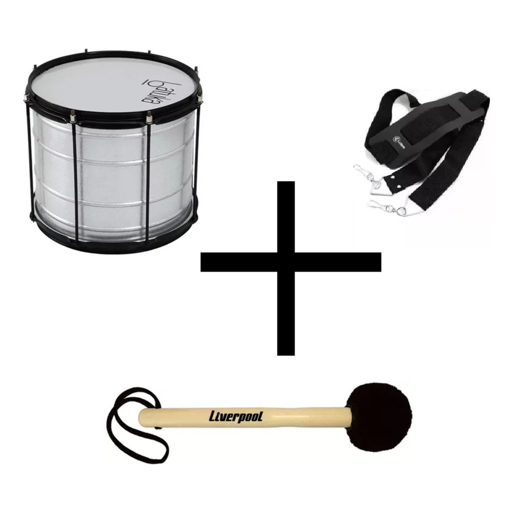 Surdo 24 Pol 60cm Alumisteel 10 Afinações+talabarte+baqueta