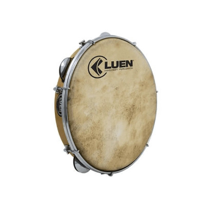 Pandeiro 08" Folheado Pinho Platinela Aro Inox Pele Animal Choro Luen 40019
