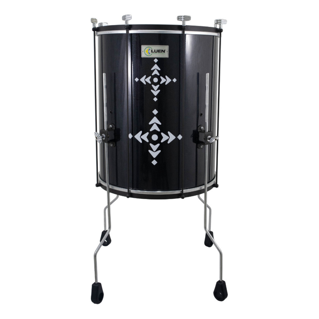 Surdo Luen Guetto Profissional 18x60 Preto Pele Animal 49030PT Fanfara Banda Percussão