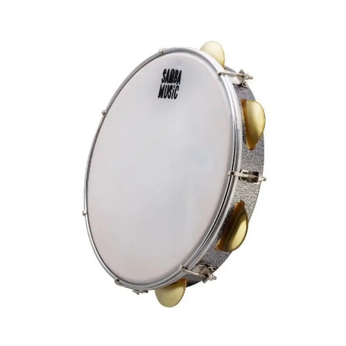 Pandeiro 10 Polegadas Pele Leitosa PHX Madeira PVC Titanium 7 Afinações Samba Music