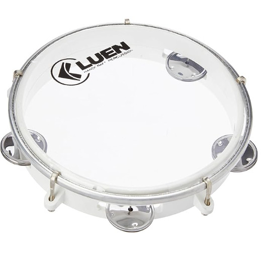 Pandeiro Abs Branco Junior Pele Cristal 08" Polegadas Luen Iniciantes Crianças 