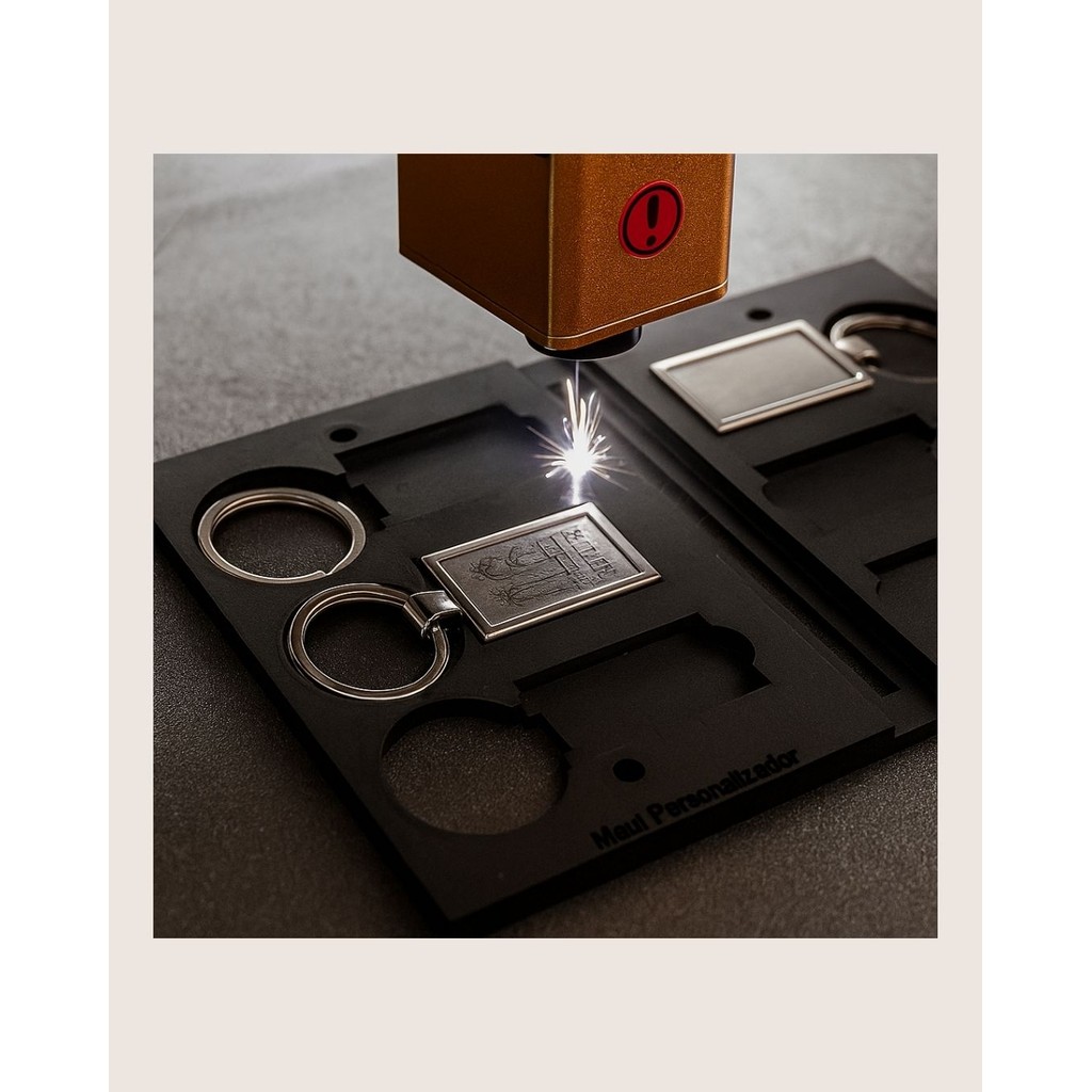 Suporte Gabarito Gravação Laser Chaveiro Retangular Quadrado Chaveiro retangular Gravação fiber laser