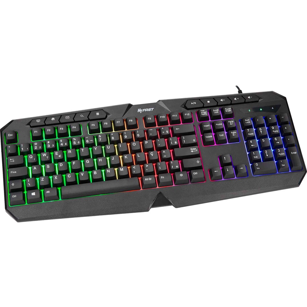 Teclado Gamer RGB LED pra Windows Ergonômico