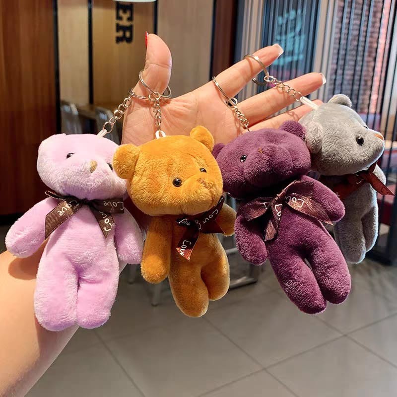 kit 6/12/24 unis Chaveiro Com Pingente De Urso Ttedy De Pelúcia cor aleatorio/12cm