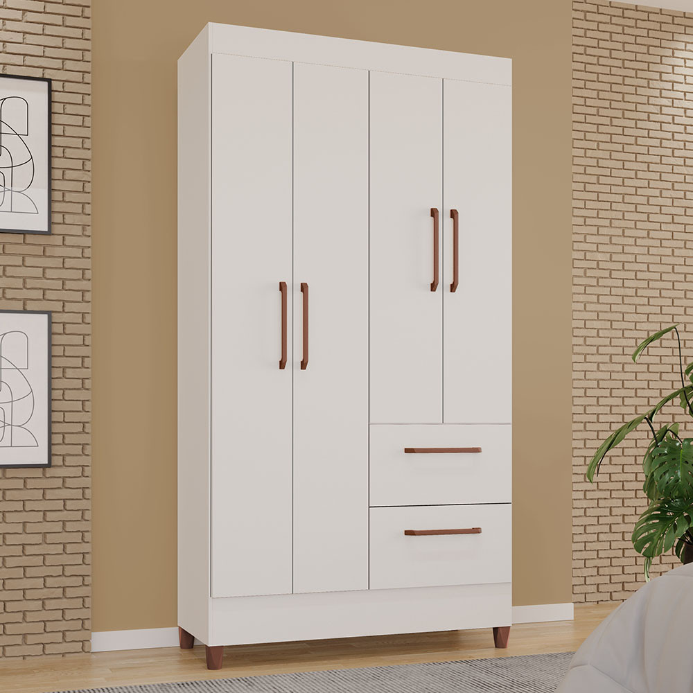 Guarda-Roupas Star Clean  100% MDF Tuboarte 4 Portas 2 Gavetas em Oferta na Shopee