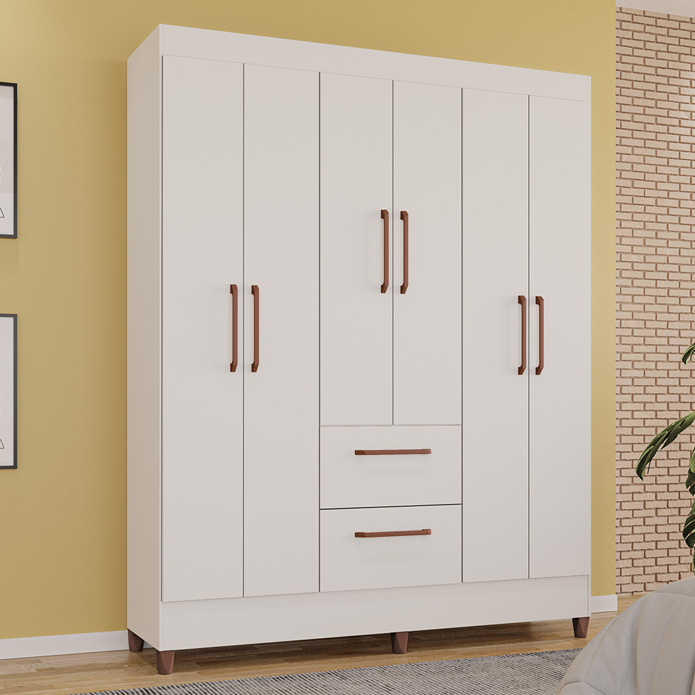 Guarda-Roupas Star Clean  100% MDF Tuboarte 6 Portas 2 Gavetas em Oferta na Shopee