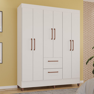 Guarda-Roupas Star Clean  100% MDF Tuboarte 6 Portas 2 Gavetas em Oferta na Shopee