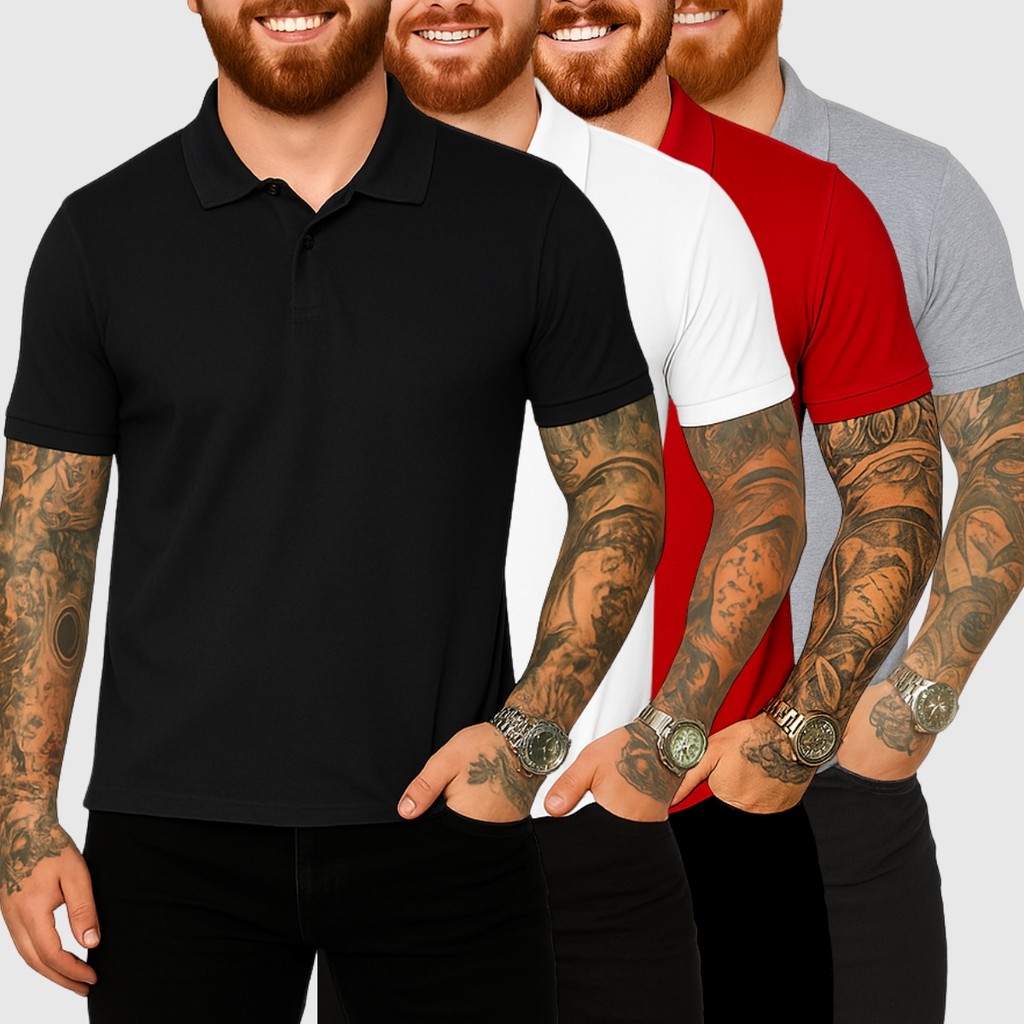 Kit 4 Camisas Polo Masculinas – Premium, Básicas e Confortáveis Envio Imediato