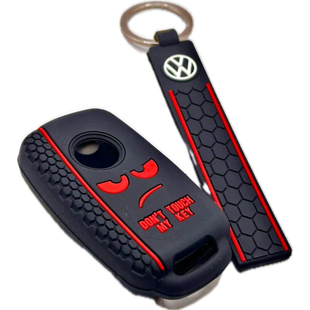 Capa Silicone Chave Canivete Volkswagen Gol Fox specefox Gol Voyage Up TsI Jetta dont touch my KEY + Chaveiro VW