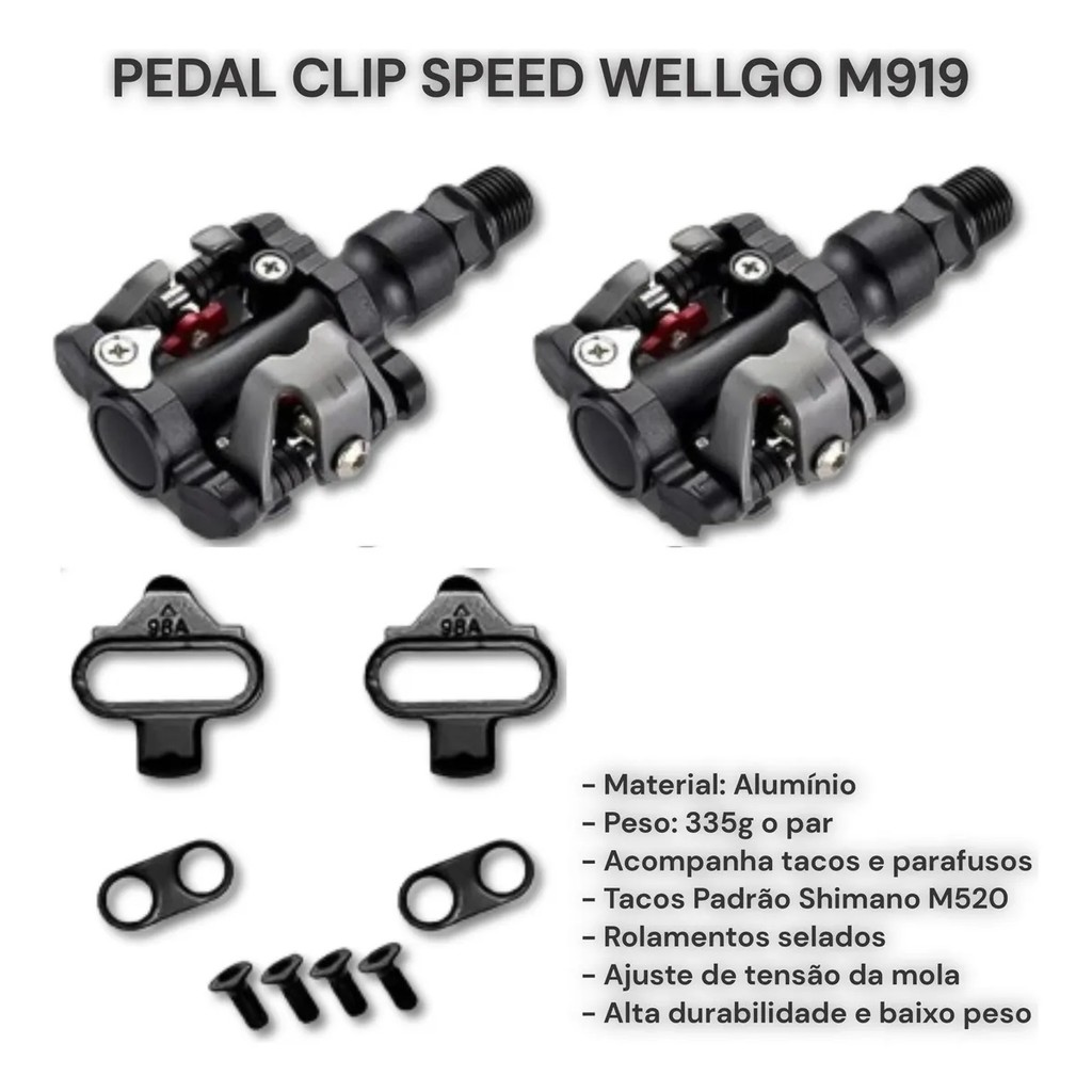 Pedal Clip Wellgo para Sapatilha MTB com tacos