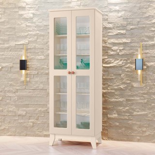 Cristaleira Maya Tuboarte 100% em MDF com 2 portas e kit pés em Oferta na Shopee