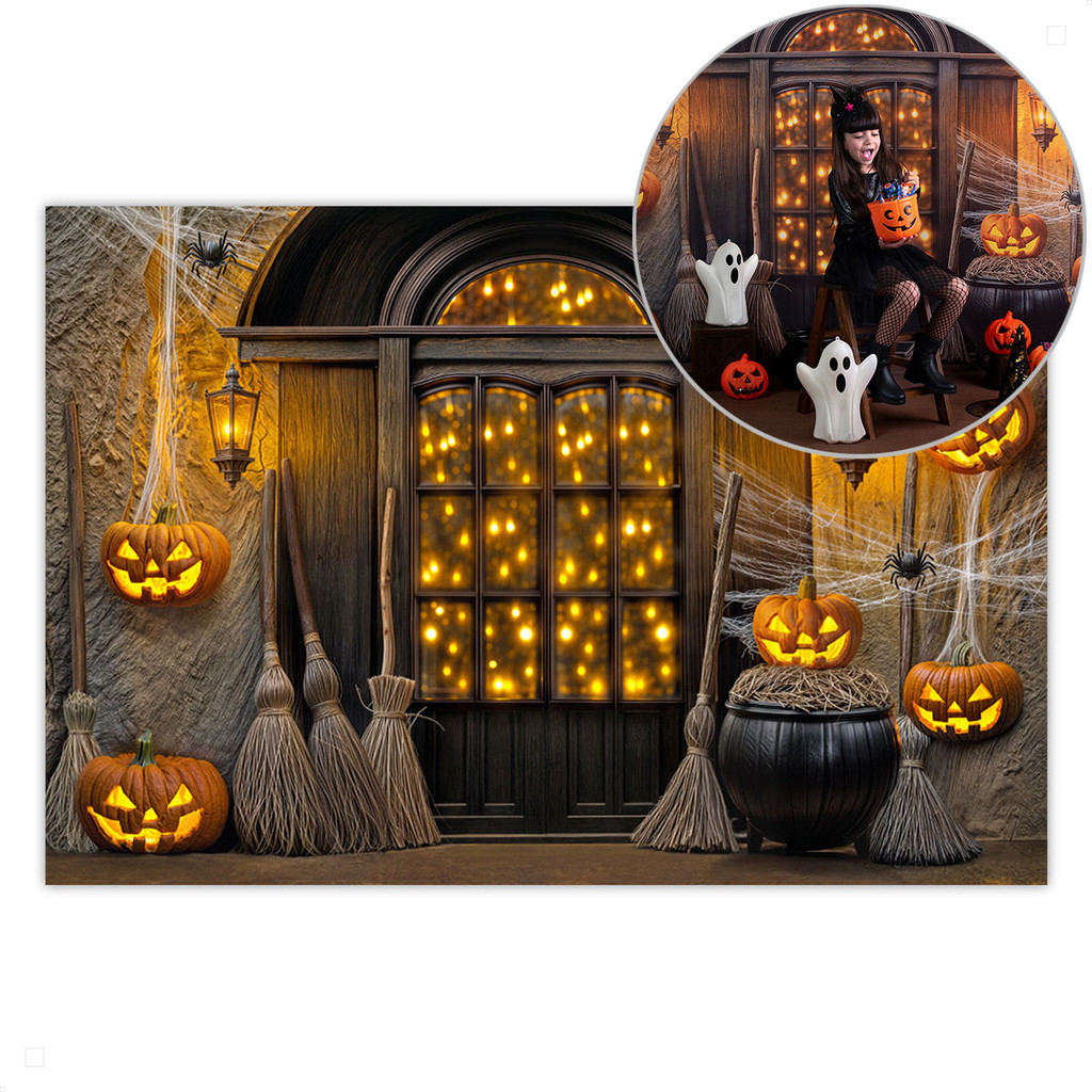Fundo Fotográfico Painel Decoração Halloween Cenário Vassouras Em Tecido Sublimado para Foto - FFH-114 em Oferta na Shopee