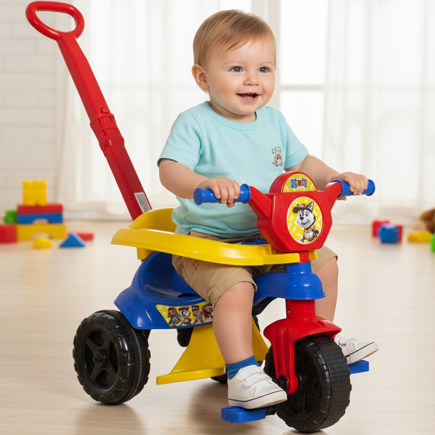 Triciclo Infantil 🚴‍♂️ + Game Aplicativo 3D - Motoca para Crianças Completa: Pedais, Empurrador e Protetor Selo Inmetro em Oferta na Shopee