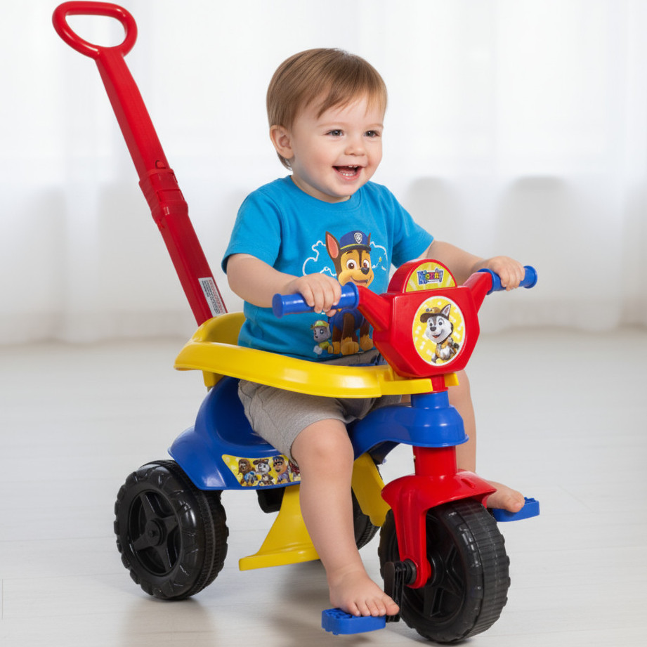 Motoca Completa Menino Premium 2025 Triciclo Reforçado  🚴‍♂️ C/Pedal Apoio Empurrador - Inmetro Gold