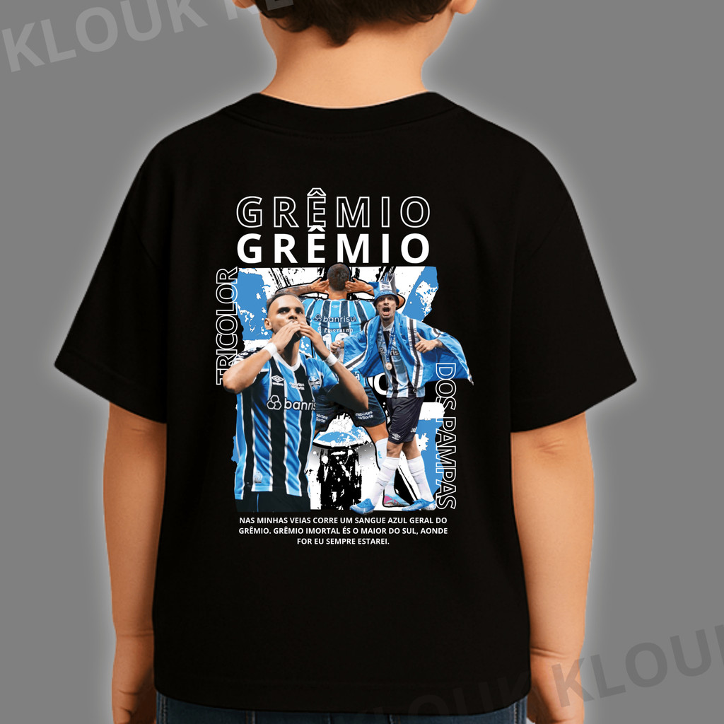 Camiseta Gremio Montagem Futebol Time Fã  Adulto e Infantil Time Futebol 100% Algodão