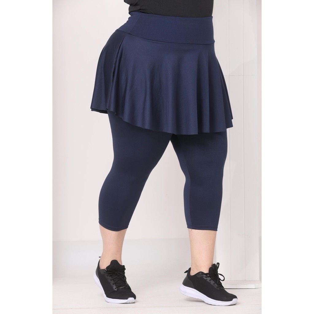 Corsario Saia Plus Size Babado Feminina Capri Suplex Academia Fitness em Oferta na Shopee