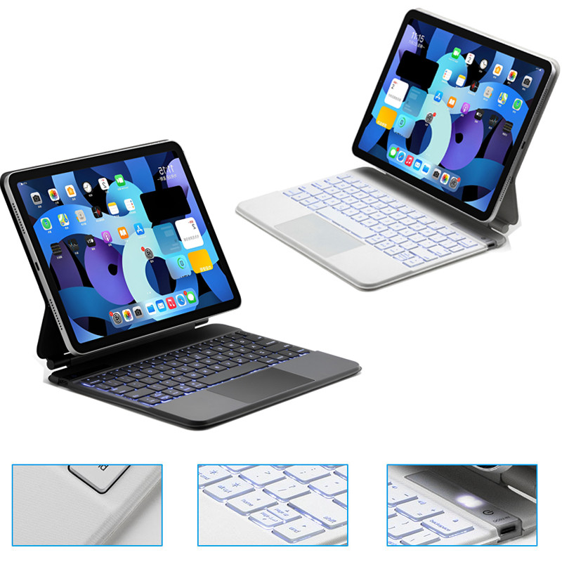 Capa magnética flip de alta qualidade para iPad 11ª A16 / 10ª geração, teclado iluminado Bluetooth ABNT2 com tecla "Ç"