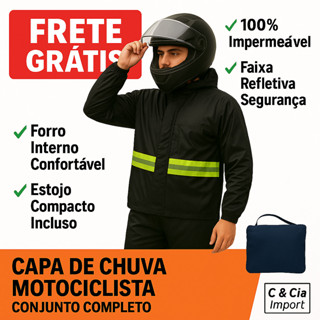 Capa De Chuva Moto Impermeável Motoqueiro Motoboy Com Capuz Faixa Refletiva Unissex Conjunto em Oferta na Shopee