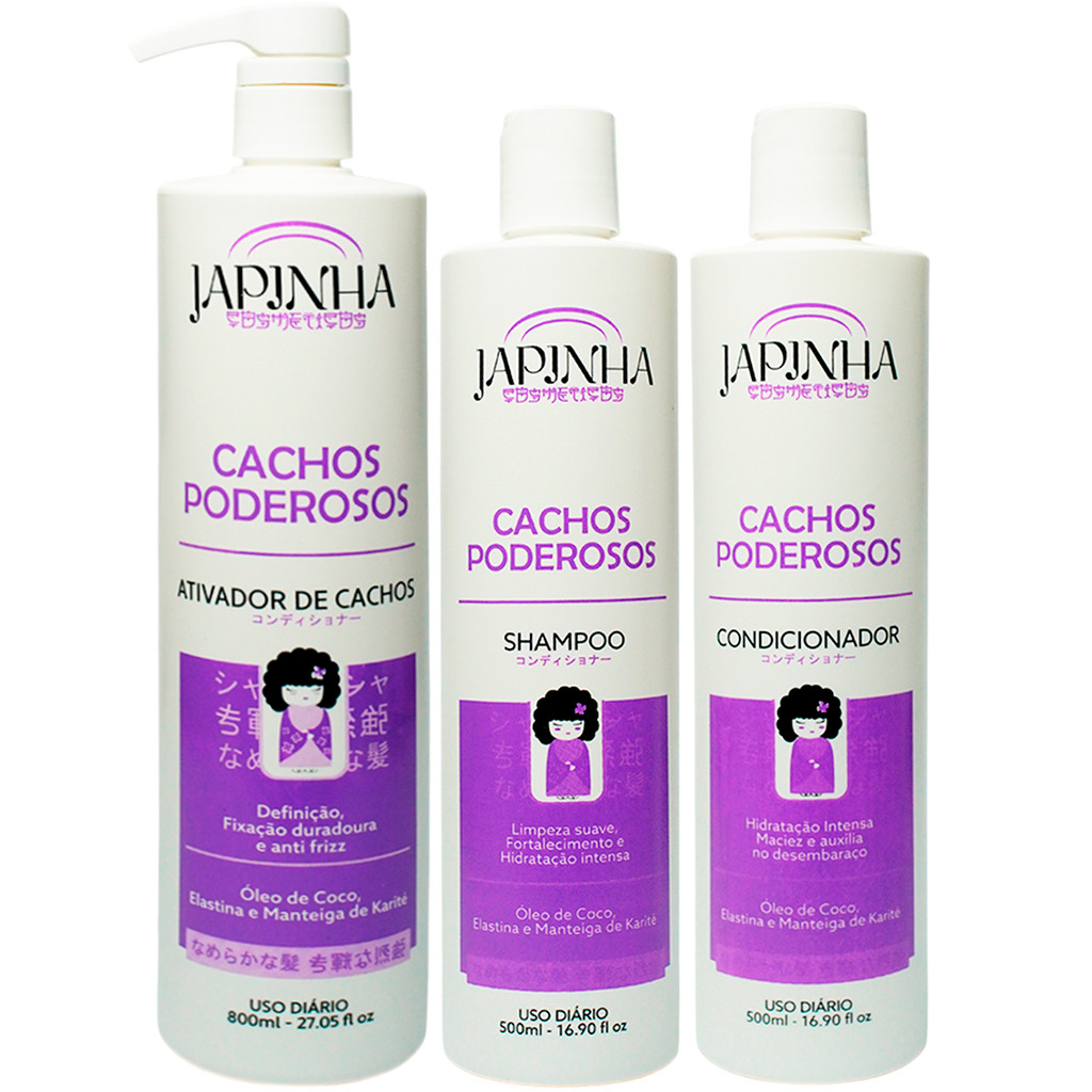Kit Ativador + Shampoo e Condicionador | Cachos Poderosos ⛩️ Japinha 💜
