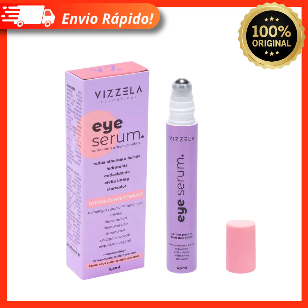 Eye Serum Hidratante para Área dos Olhos Hipoalergênico Vizzela - Redução de Bolsas e Olheiras