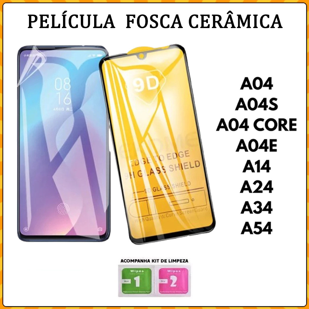 Película De Cerâmica Fosca Flexível 3D/9D HD Anti-Reflexo Anti-Risco Para Samsung A04 A04S A04 CORE A04E A14 A24 A34 A54