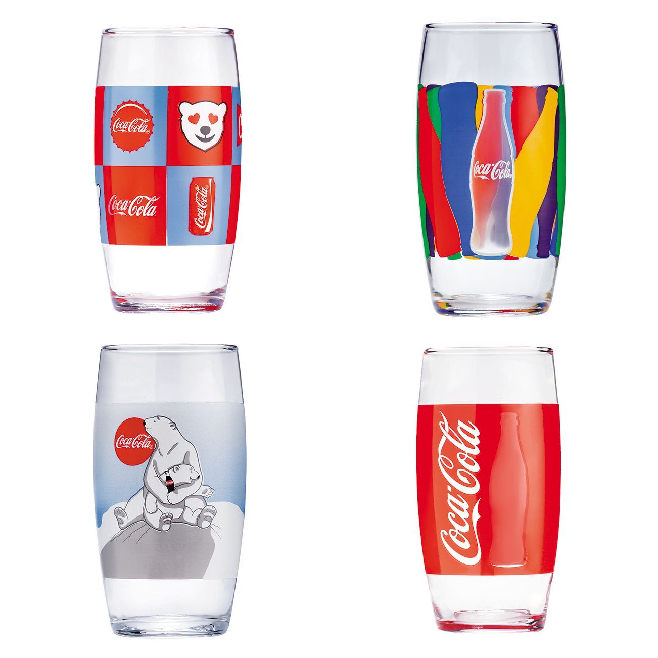 Kit 4 Copos de Vidro Personalizados Colecionáveis Coca-Cola 300ml