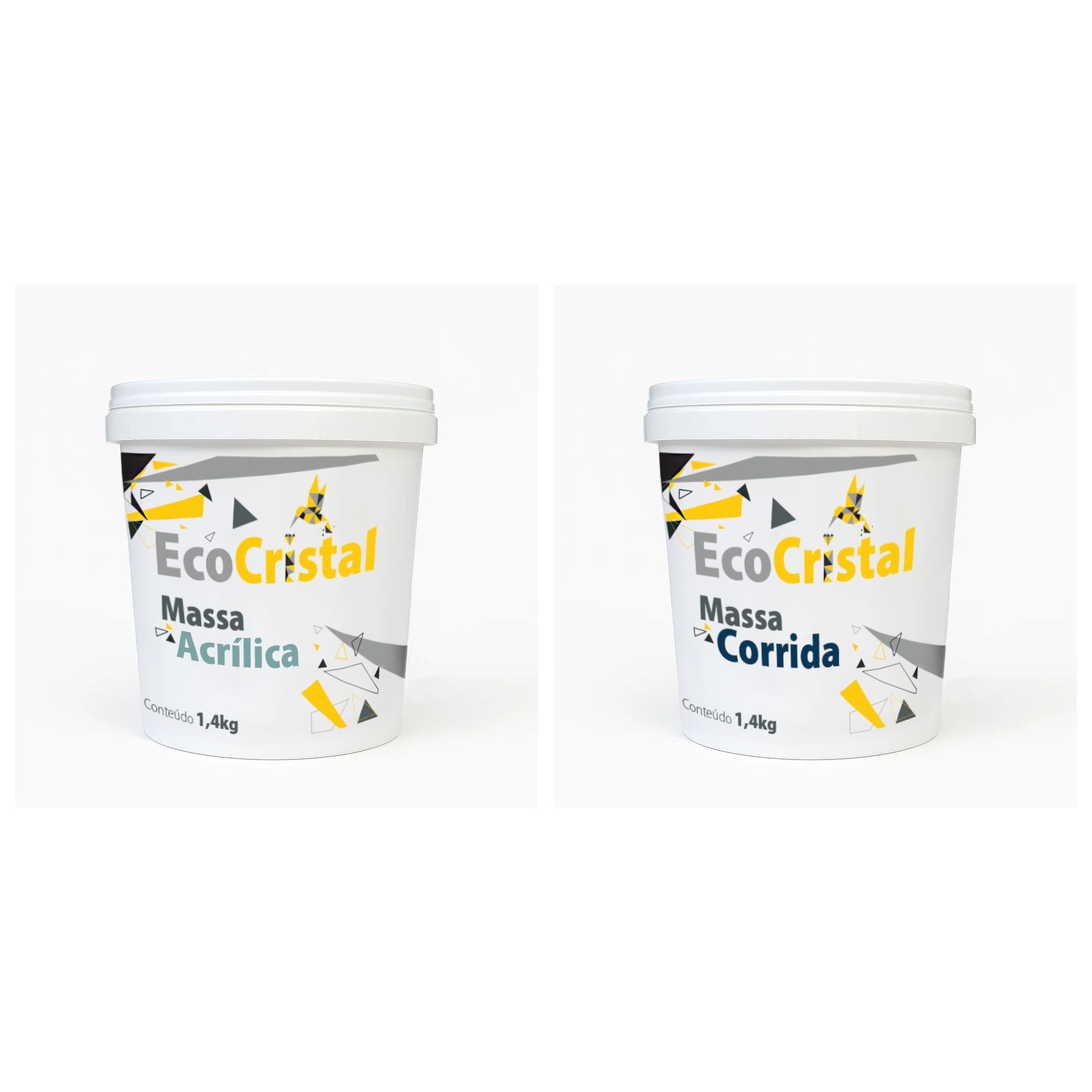 Kit com 4 Massas | 2 Massa Corrida e 2 Massa Acrílica 1,4kg | Para Pequenos e Médios Reparos