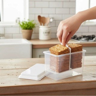 Porta Biscoito Bolacha Torrada Branco com Puxador em Oferta na Shopee