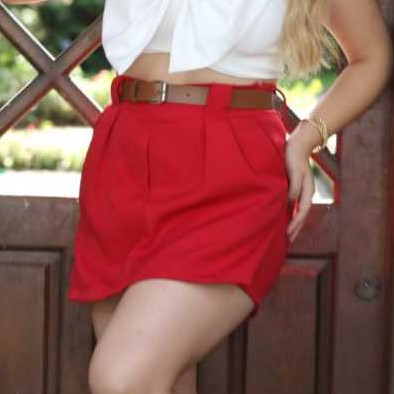 Short Saia Social de Alfaiataria  Feminino Cintura Alta Elegante com Cinto confortável blackfriday*