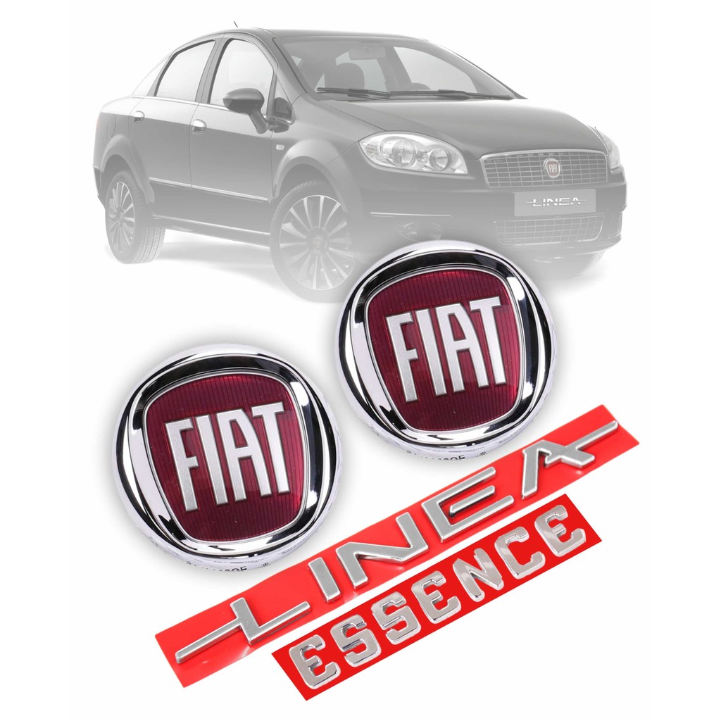 Kit 4 Emblemas Grade E Mala Fiat Linea Essence 2012 A 2014
