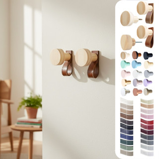 03 Cabideiros de Parede Couro / Puxador Para Móveis em Madeira Dream Organizador Suporte Pendurador em Oferta na Shopee