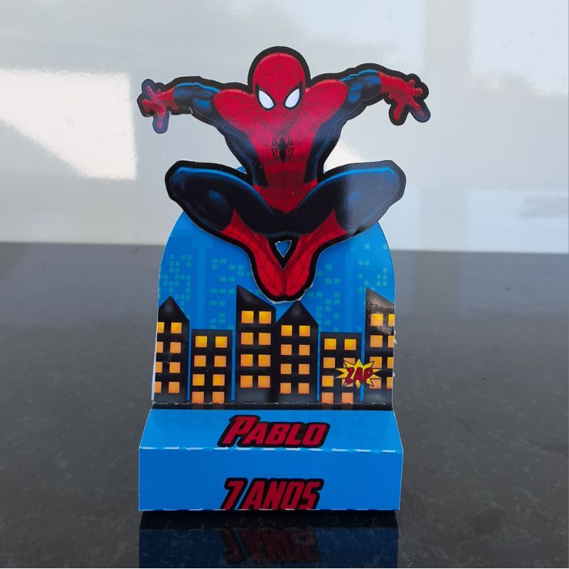 PEGUE E MONTE. Porta Bis Duplo 3D Homem-Aranha Personalizado Lembrancinha Festa Infantil Menino