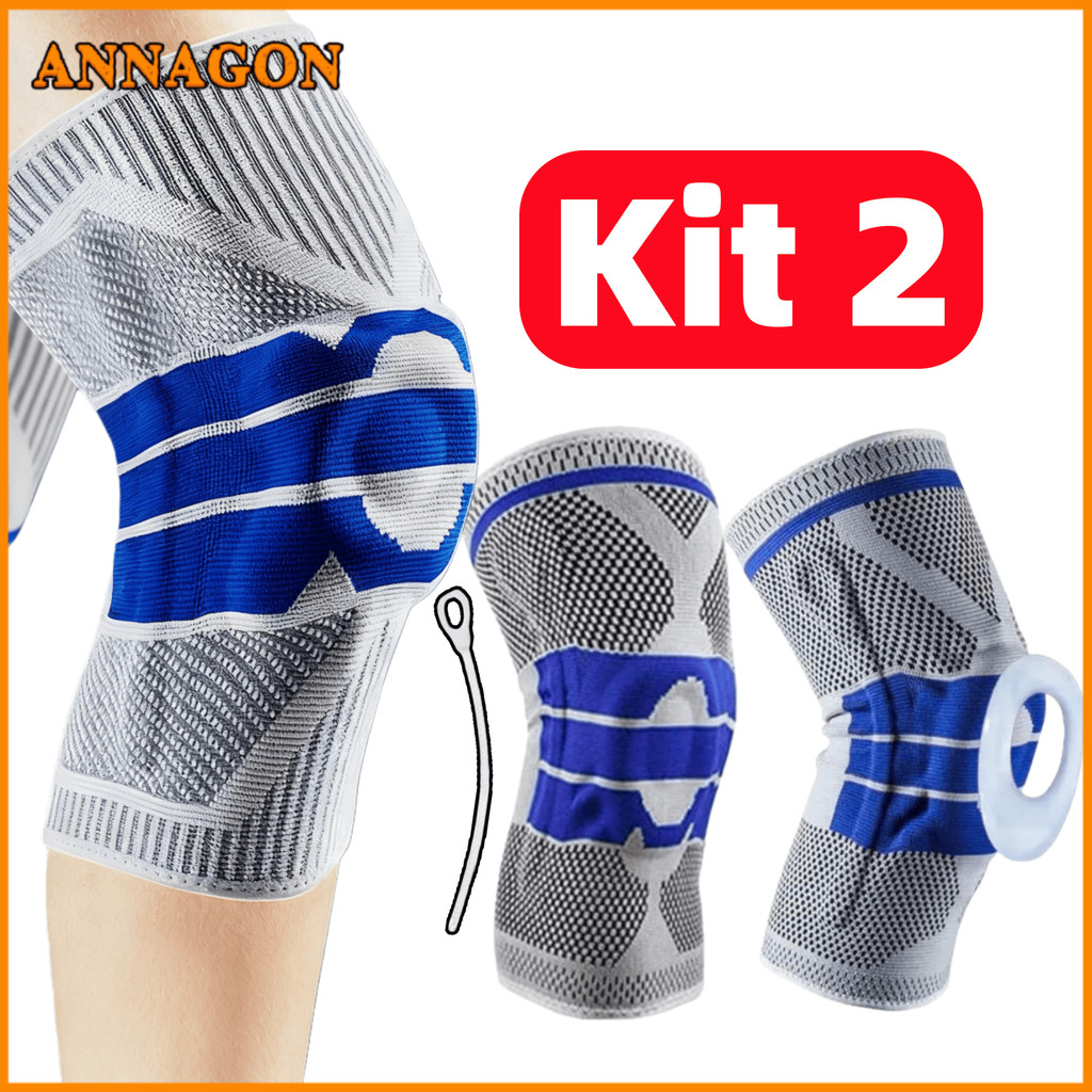 Kit 1/2 Joelheiras Ortopédicas 3D com Silicone e Aço - Alívio Dor Joelho para Esportes e Fitness em Oferta na Shopee