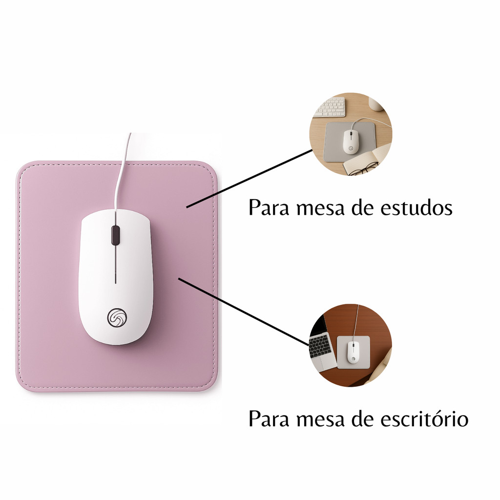 Mouse Pad Pequeno Couro Sintético Ecológico Rosa Clarinho em Oferta na Shopee