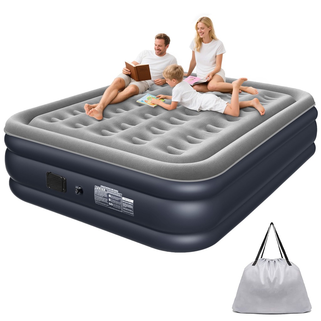 Colchão Inflável Queen Casal com Bomba Elétrica Embutida 203*152*40cm Cama De Campanha em Oferta na Shopee