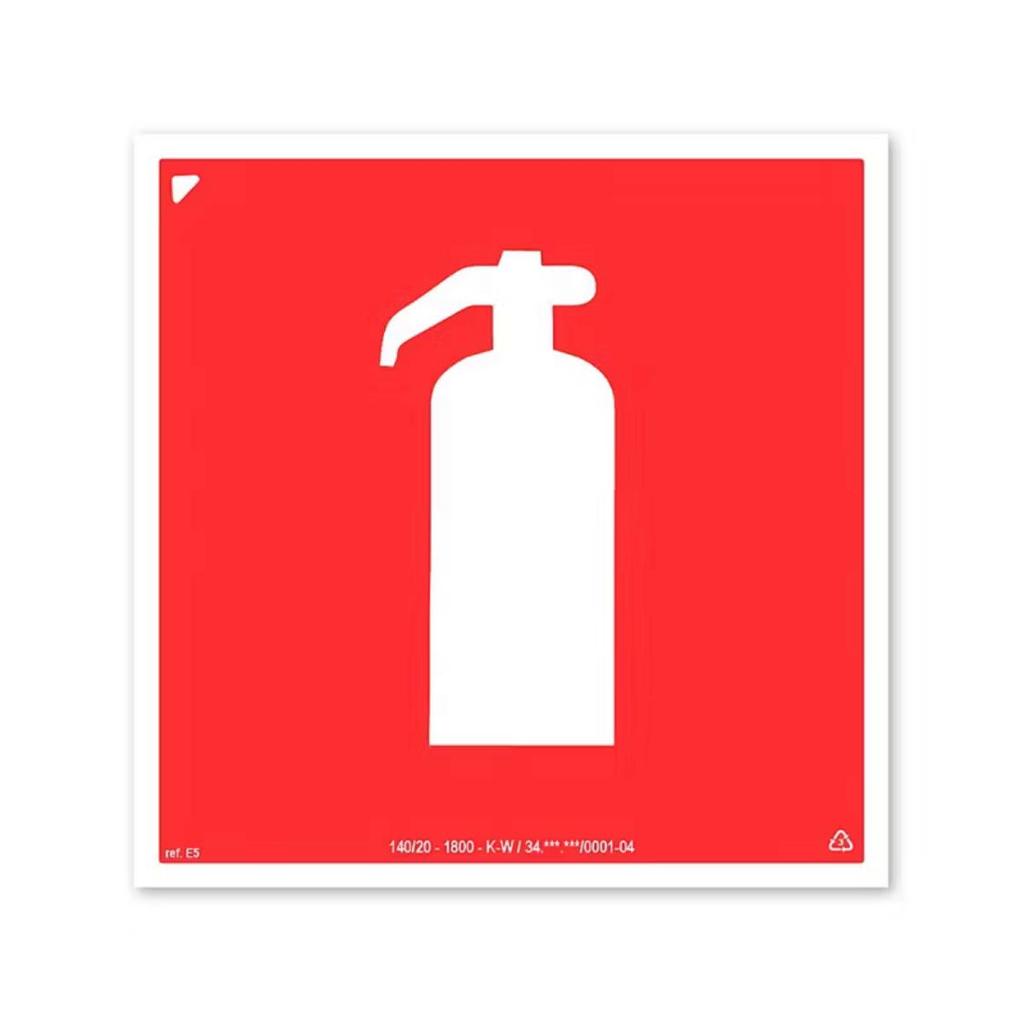 Kit 2 ou 4 Placas de Sinalização para Extintor 20x20cm PS Vermelho com Pictograma Branco Ideal  Parede ou Coluna