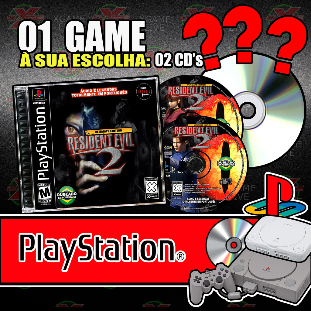 01 GAME - PS1 - Box dupla 02 cds - A sua Escolha - Repro By XGAMELIVE