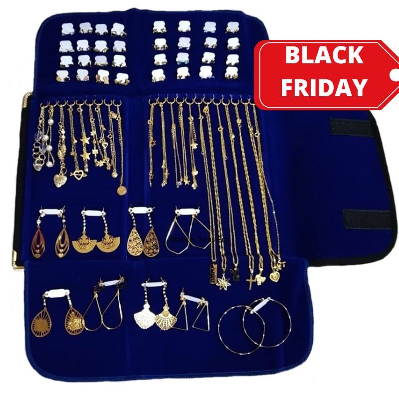 Kit 54 Banho Semi Joias 54 Peças Colar Brincos Anel Ouro Prata Oferta