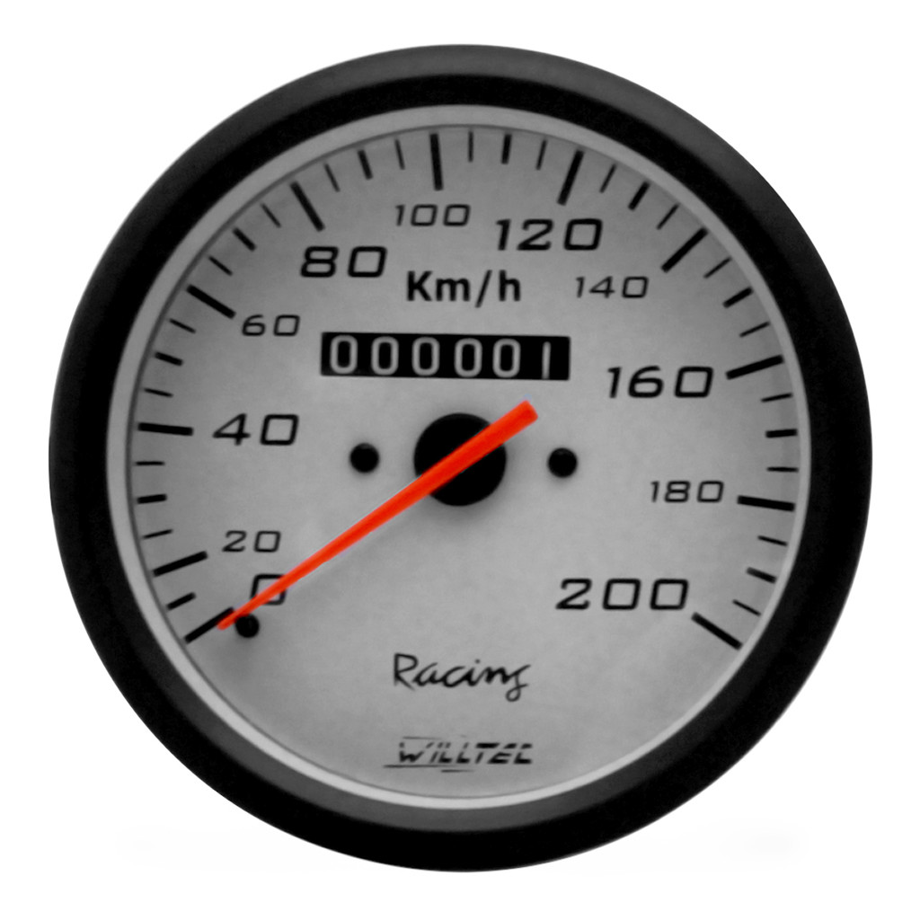 Velocímetro Mecânico 0-200 Km/h W=0,5 100mm Branco Racing