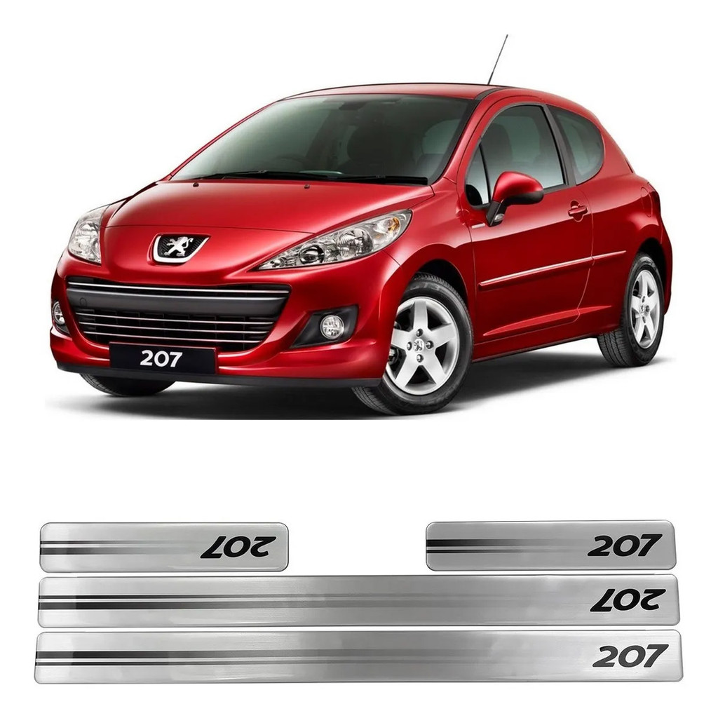 JOGO SOLEIRA RESINADA AÇO ESCOVADO PEUGEOT 207 4 PEÇAS