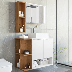 Gabinete Banheiro Star com Cuba Dalla e Valvula Click Inox