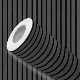 Papel de Parede Vinílico Resistente Ripado de Madeira Preta Fácil de Aplicar em Oferta na Shopee