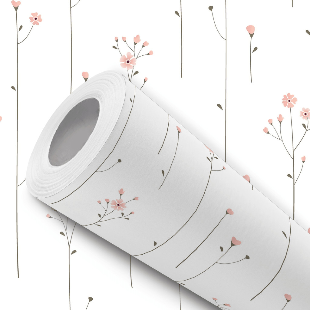 Papel de Parede Vinílico Adesivo Flores Rosa Branco Delicada Fácil de Aplicar em Oferta na Shopee
