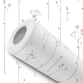 Papel de Parede Vinílico Resistente Flores Rosa Branco Delicada Fácil de Aplicar em Oferta na Shopee
