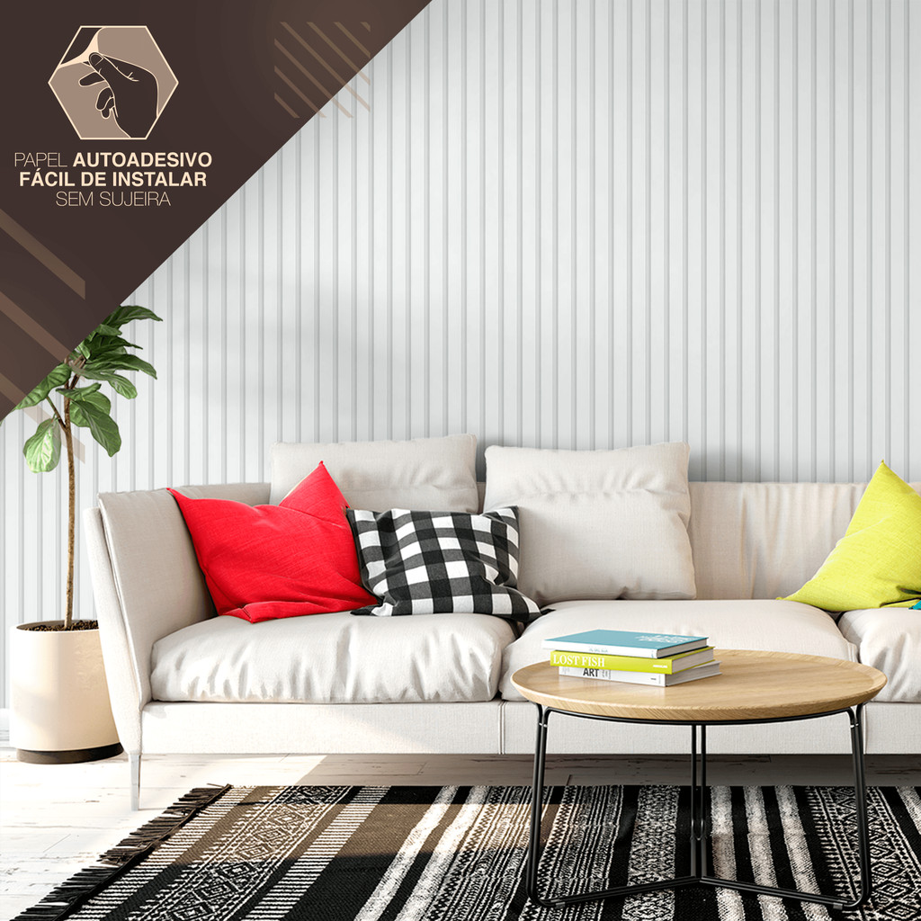 Papel de Parede Adesivo Ripado Branco Efeito 3d Fácil de Aplicar