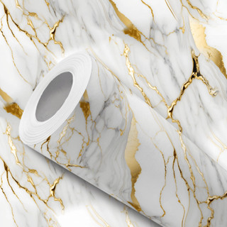Papel de Parede Adesivo Mármore Branco Com Dourado Resistente Fácil de Aplicar em Oferta na Shopee