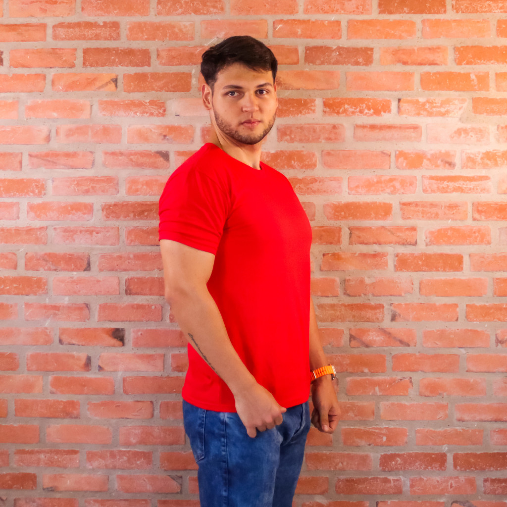 Camiseta Masculina Vermelha Basica 100% Algodão Promoção